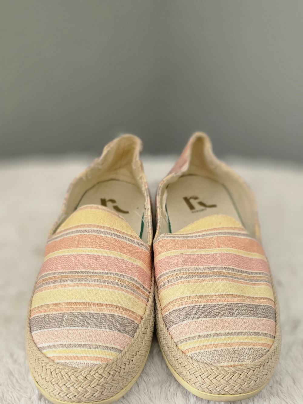 Report Pastel Pink Yellow Striped Espadrille Flats